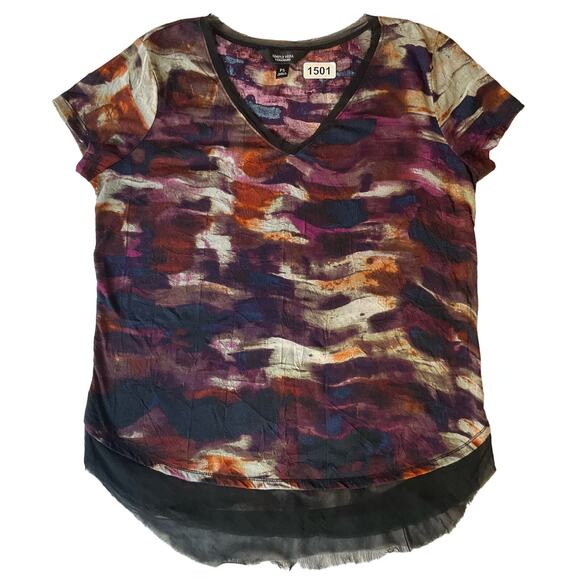 Simply Vera Vera Wang Women’s Short Sleeve V-neck Blouse size Petite S, Purple - Picture 1 of 9